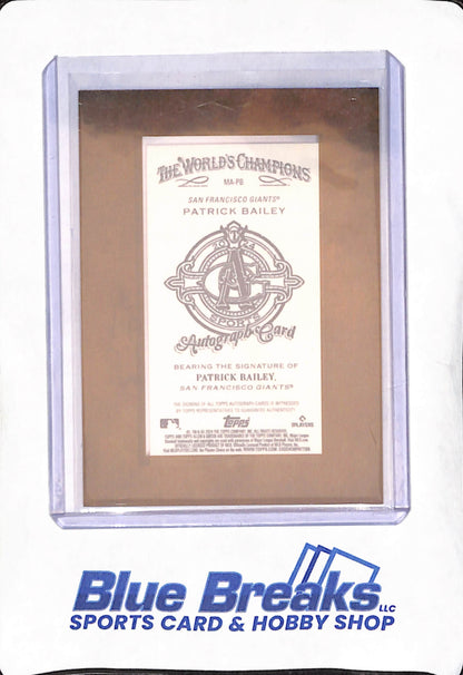2024 Topps Allen & Ginter - Patrick Bailey - Framed Mini Autograph - San Francisco Giants - Baseball - #MA-PB