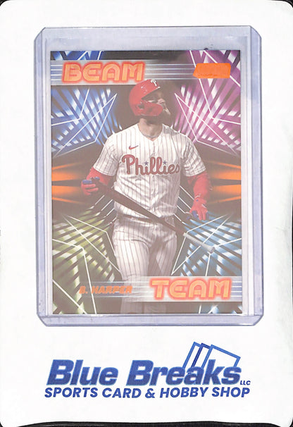 2023 Topps Stadium Club - Bryce Harper - Orange Beam Team - Philadelphia Phillies - Baseball - 9/10 - #BT-5