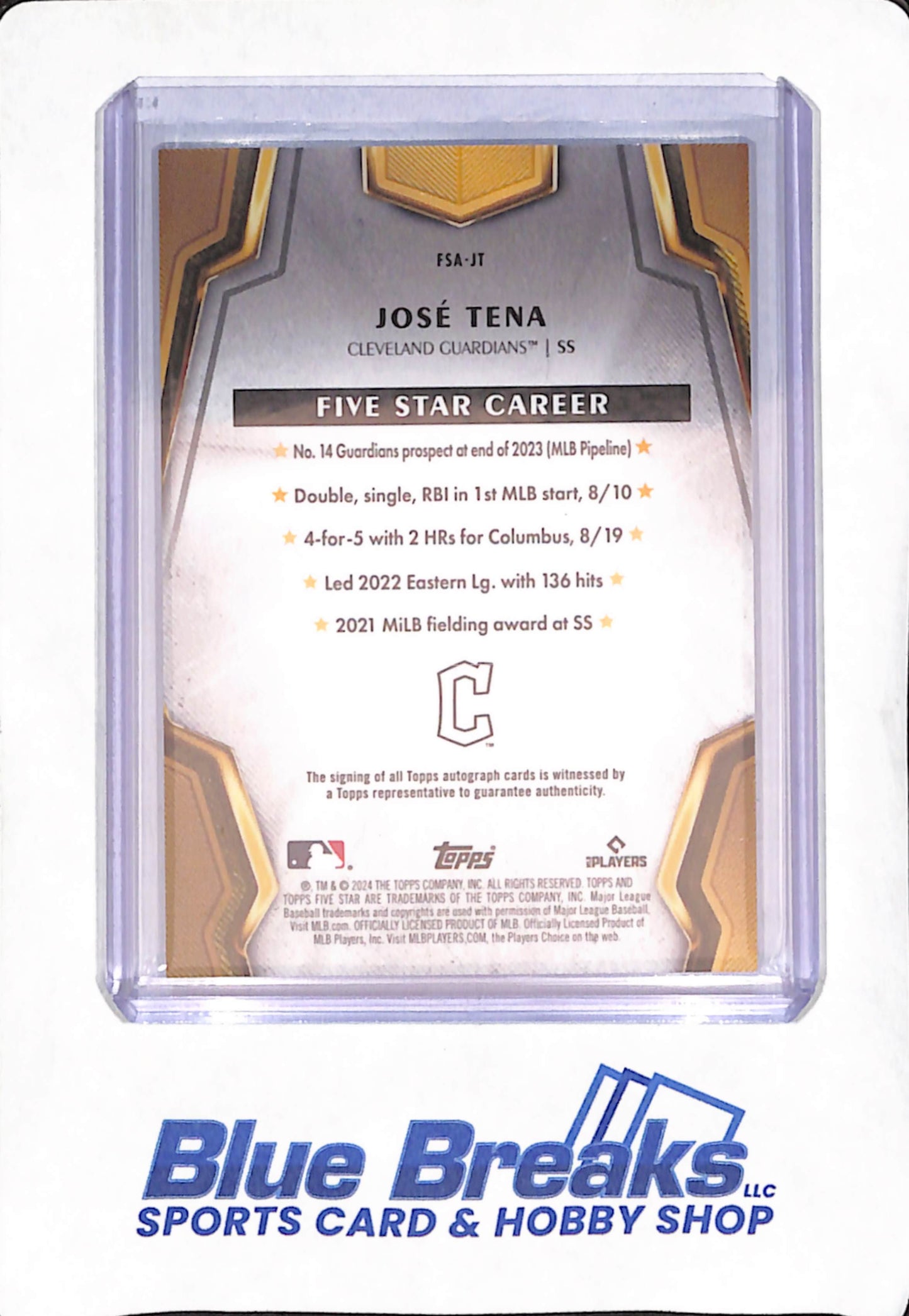 2024 Topps Five Star - Jose Tena - Autograph - RC - Cleveland Guardians - Baseball - #FSA-JT