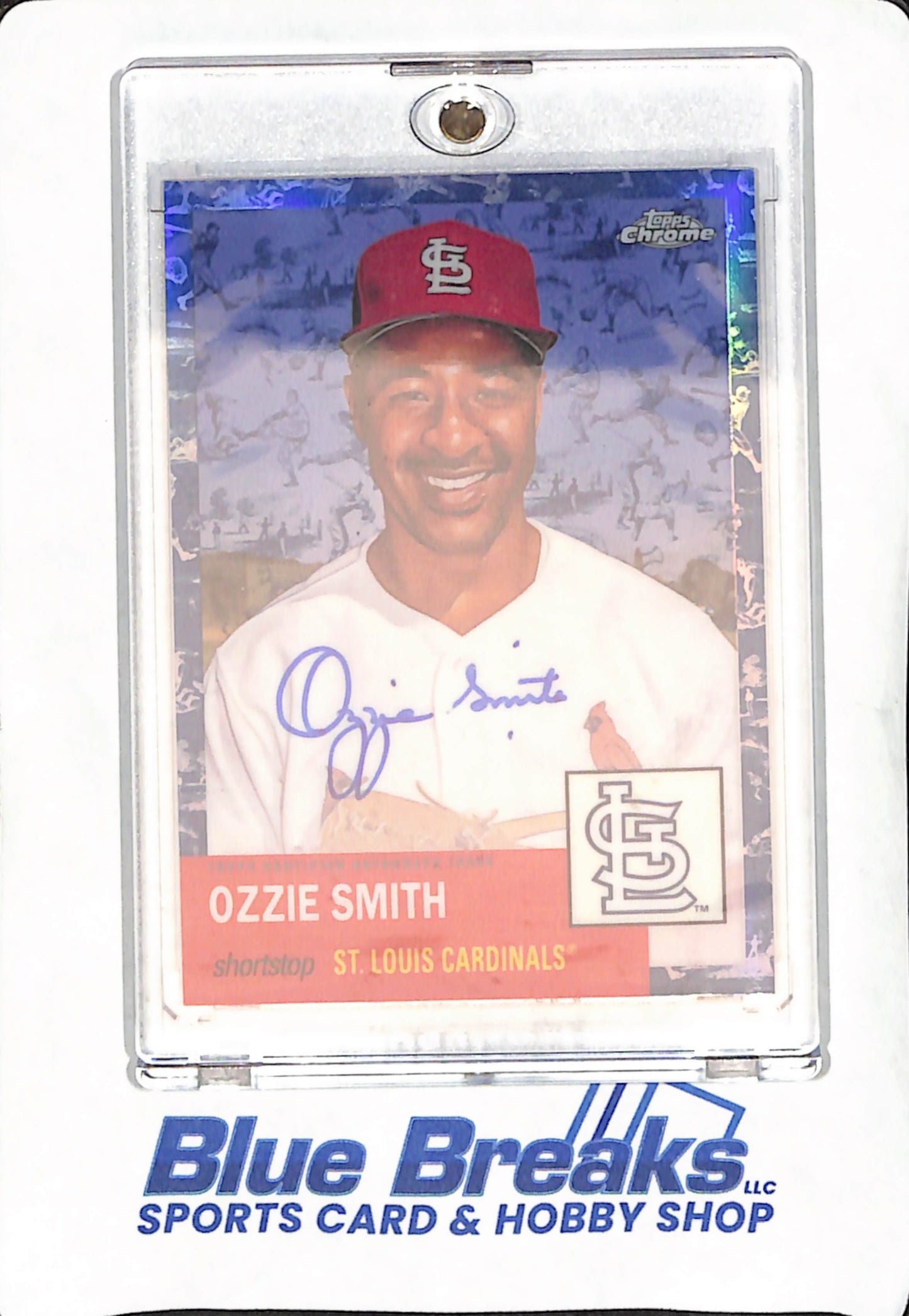 2022 Topps Chrome Platinum Anniversary - Ozzie Smith - Blue Toile Autograph - St. Louis Cardinals - Baseball - 87/99 - #CPA-OS