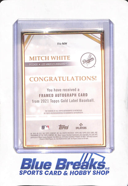 2021 Topps Gold Label - Mitch White - Autograph - RC - Los Angeles Dodgers - Baseball - #FA-MW