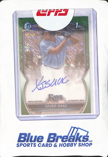 2023 Bowman Chrome - Xavier Isaac - Autograph - Green Shimmer - Tampa Bay Rays - Baseball - 1st Bowman - 74/99 - #CPA-XI