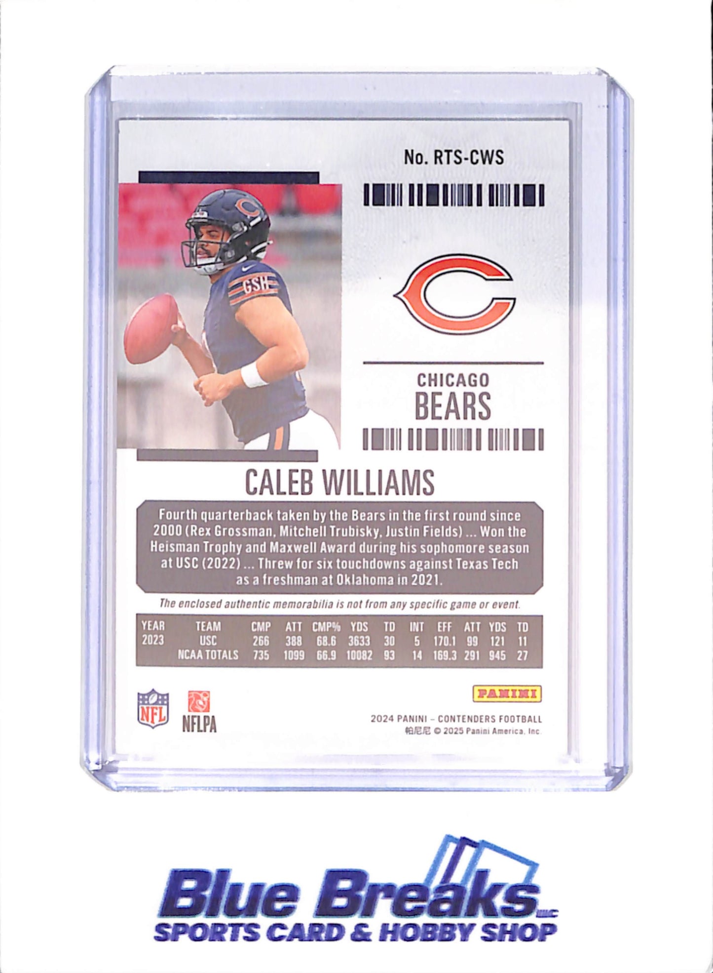2024 Panini Contenders - Caleb Williams - Rookie Ticket - Relic - Chicago Bears - Football - #RTS-CWS