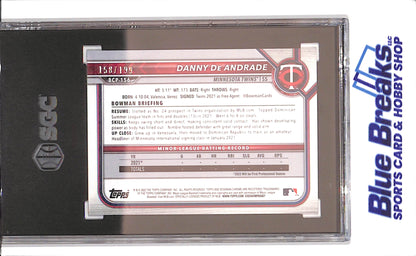 2022 Bowman Chrome - Danny De Andrade - Fuchsia Shimmer - 158/199 - 1st Bowman - SGC 8 - Minnesota Twins - Baseball - #BCP-156