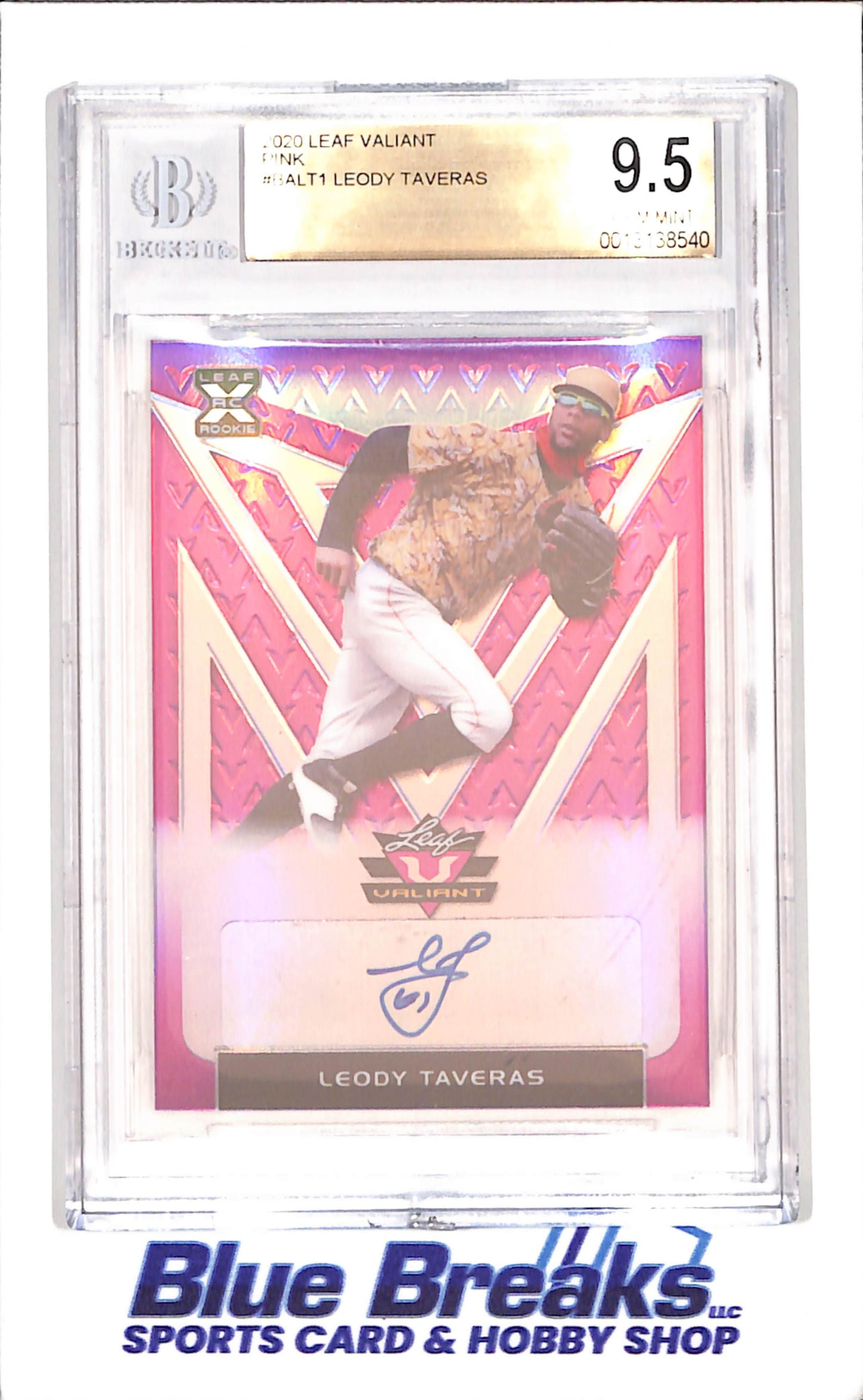 2020 Leaf Valiant - Leody Taveras -  RC - Autograph - Pink - 15/15 - Beckett 9.5 - Baltimore Orioles - Baseball - #BALT1