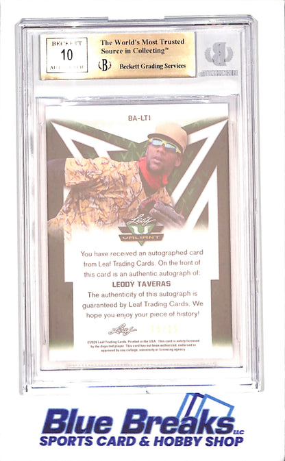 2020 Leaf Valiant - Leody Taveras -  RC - Autograph - Pink - 15/15 - Beckett 9.5 - Baltimore Orioles - Baseball - #BALT1