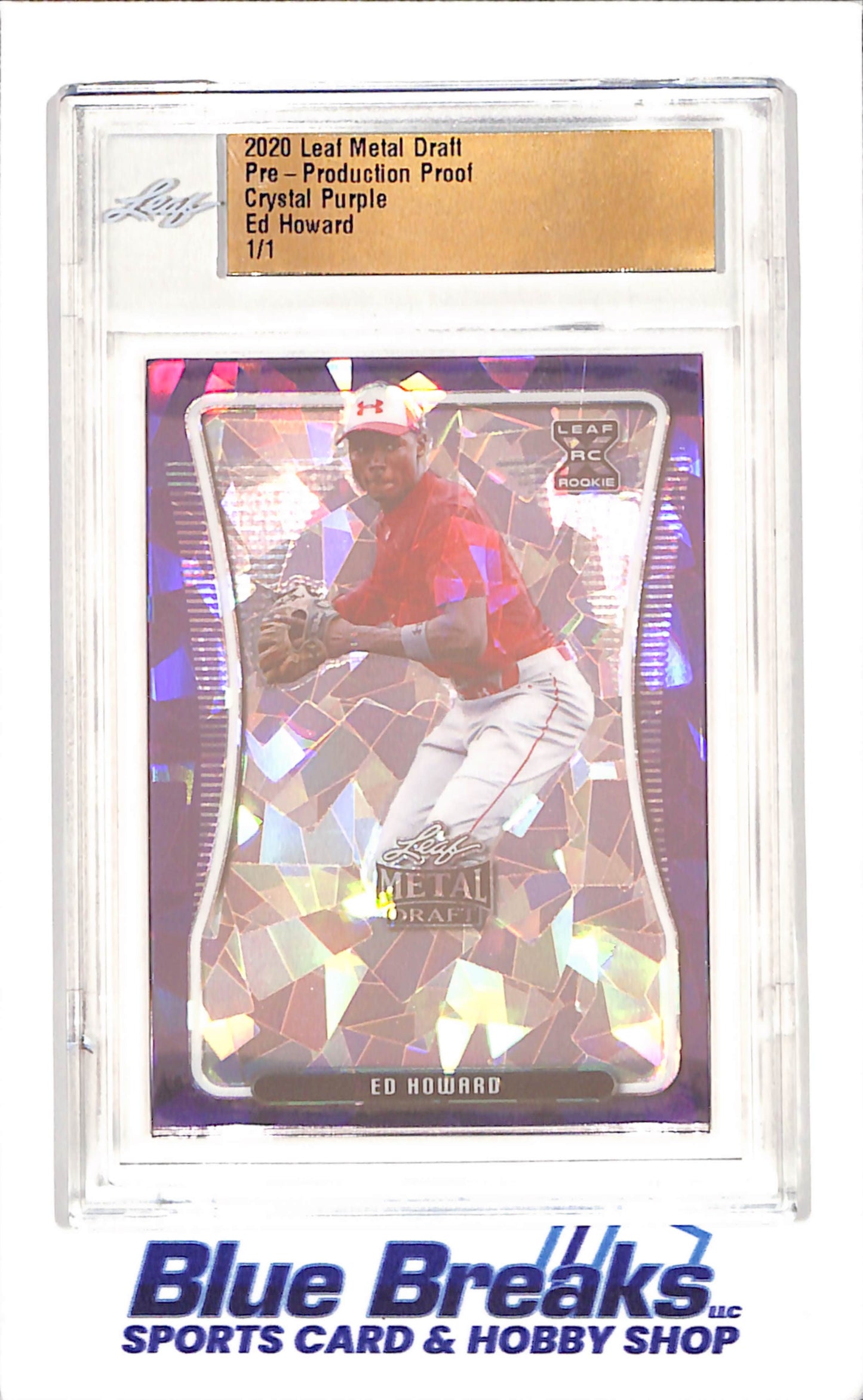 2020 Leaf Metal Draft - Ed Howard - Pre-Production Proof - Crystal Purple - 1/1 - RC - Chicago Cubs - Baseball
