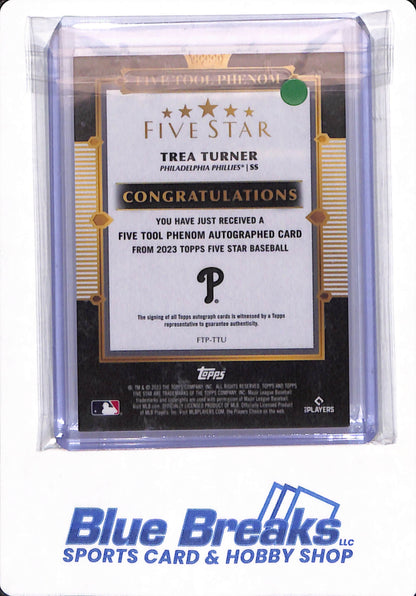 2023 Topps Five Star - Trea Turner - Philadelphia Phillies - # FTP-TTU - Baseball - Autographed - 12/25