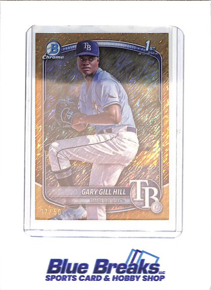 2025 Bowman Chrome - Gary Gill Hill - Gold Shimmer - 1st Bowman - 17/50 - Tampa Bay Rays - Baseball - #BCP-55
