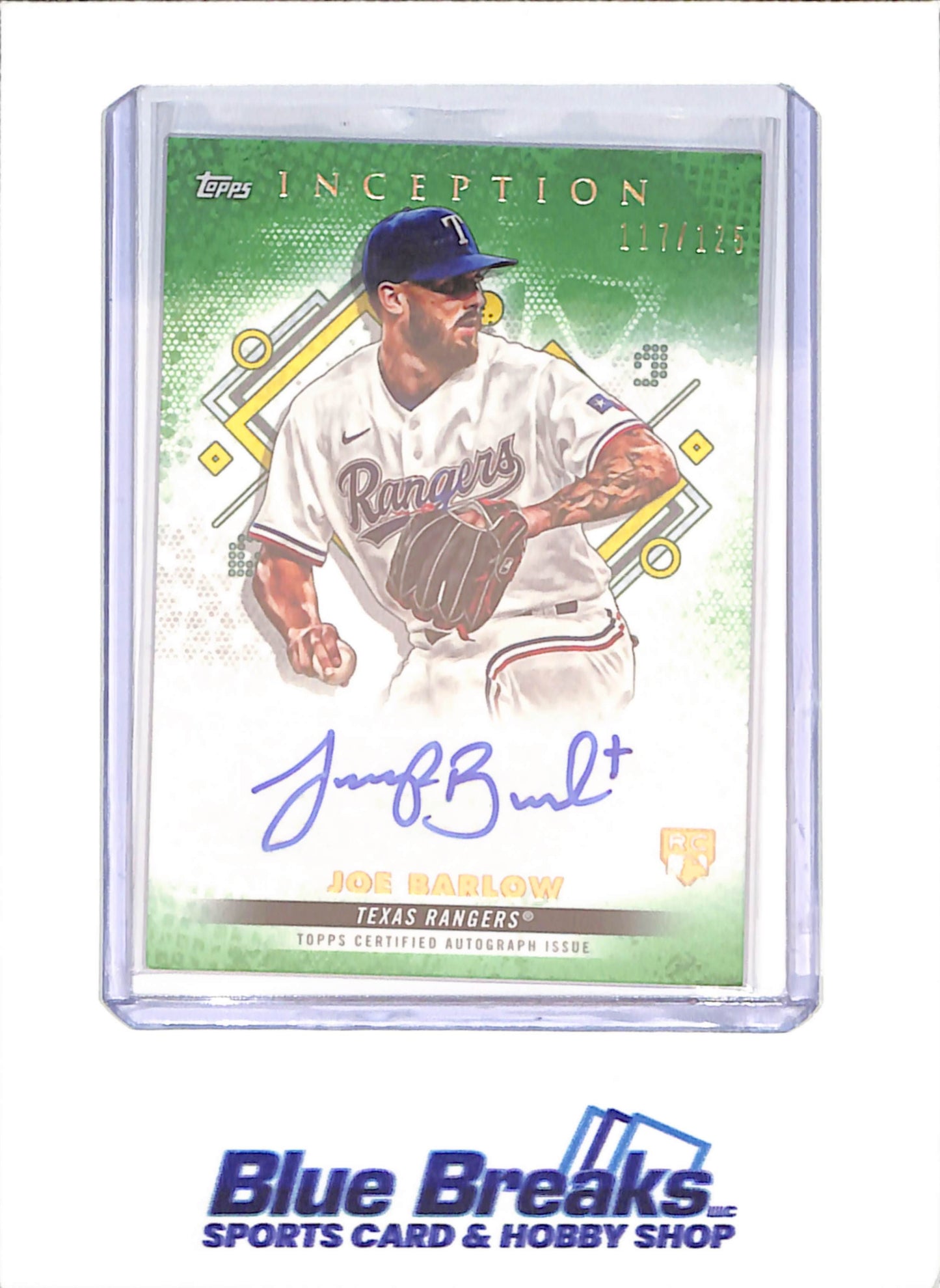 2022 Topps Inception - Joe Barlow - RC - Autograph - 117/125 - Green - Texas Rangers - Baseball - #BRES-JBL