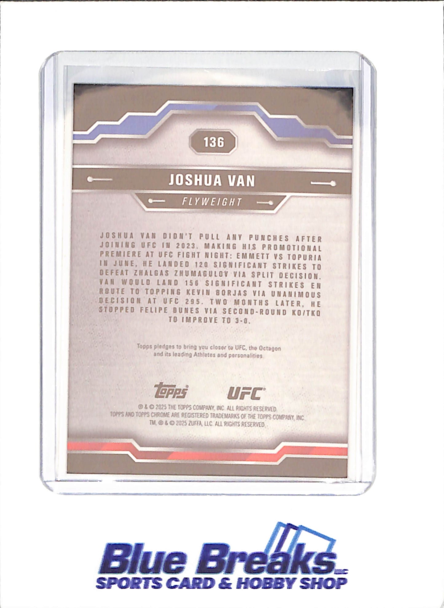 2025 Topps Chrome Sapphire - Joshua Van - RC - Flyweight - UFC - #136