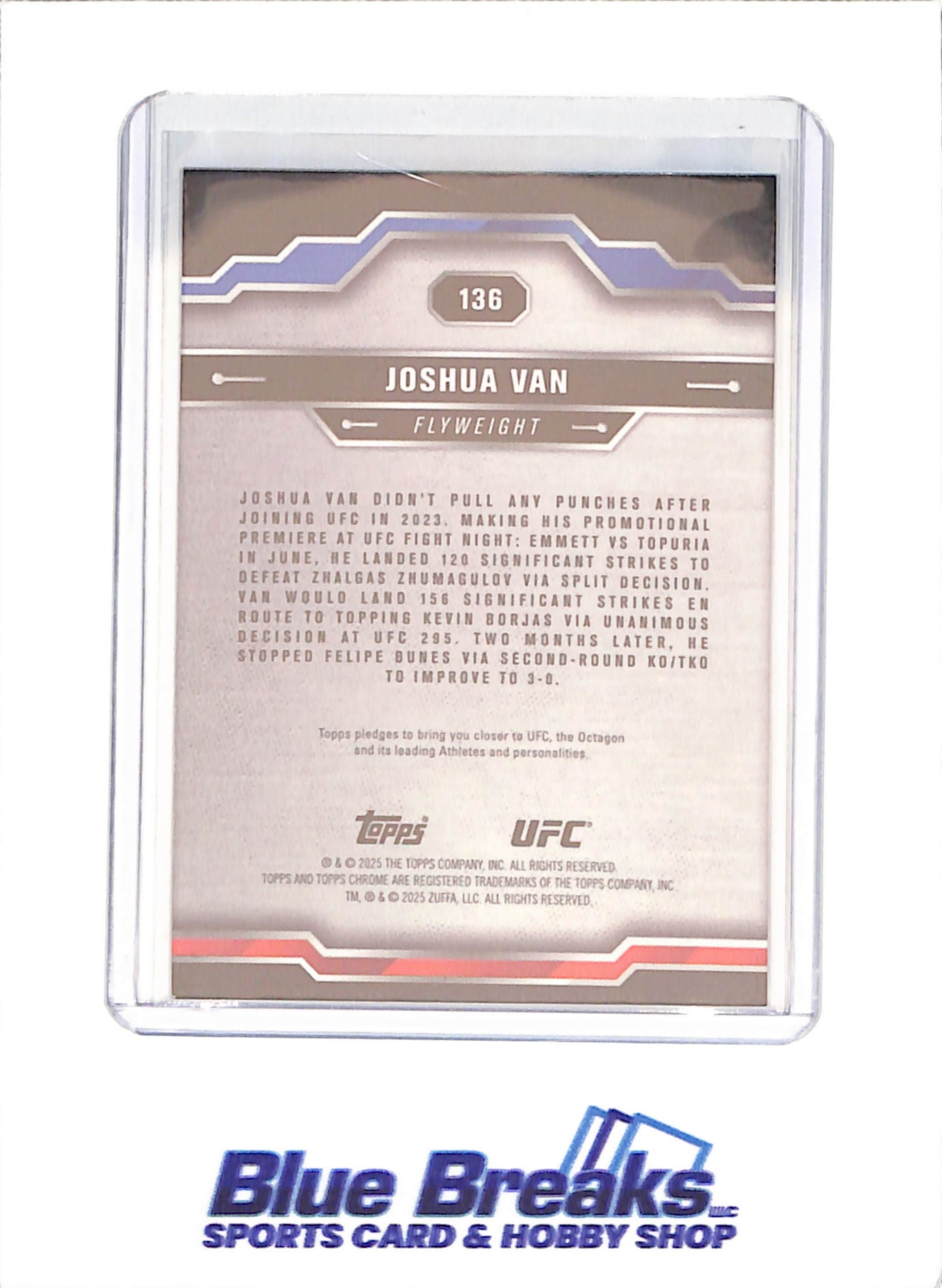 2025 Topps Chrome Sapphire - Joshua Van - RC - Flyweight - UFC - #136