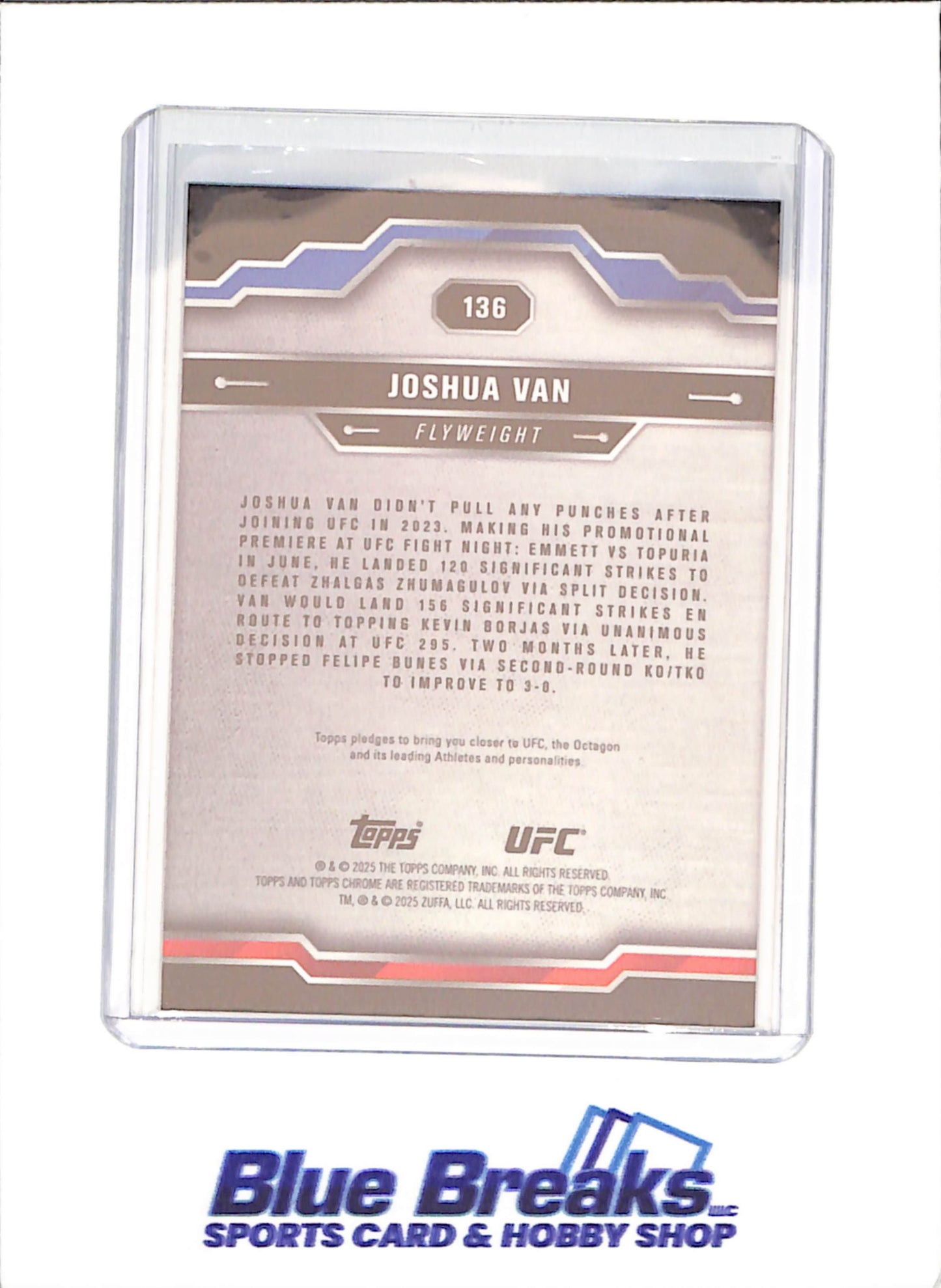 2025 Topps Chrome Sapphire - Joshua Van - RC - Flyweight - UFC - #136