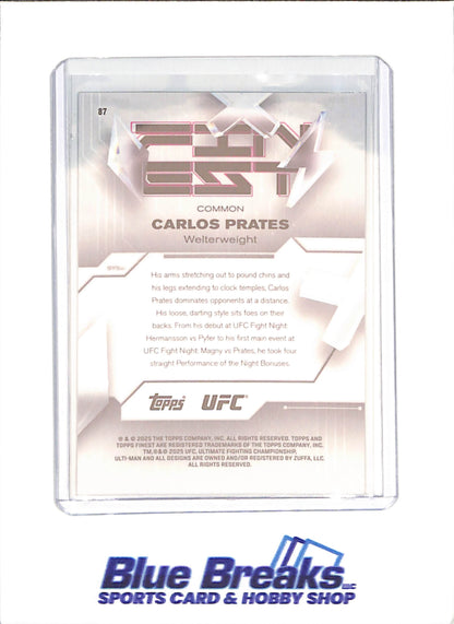 2025 Topps Finest - Carlos Prates - RC - 8/10 - Common - Welterweight - UFC - #87