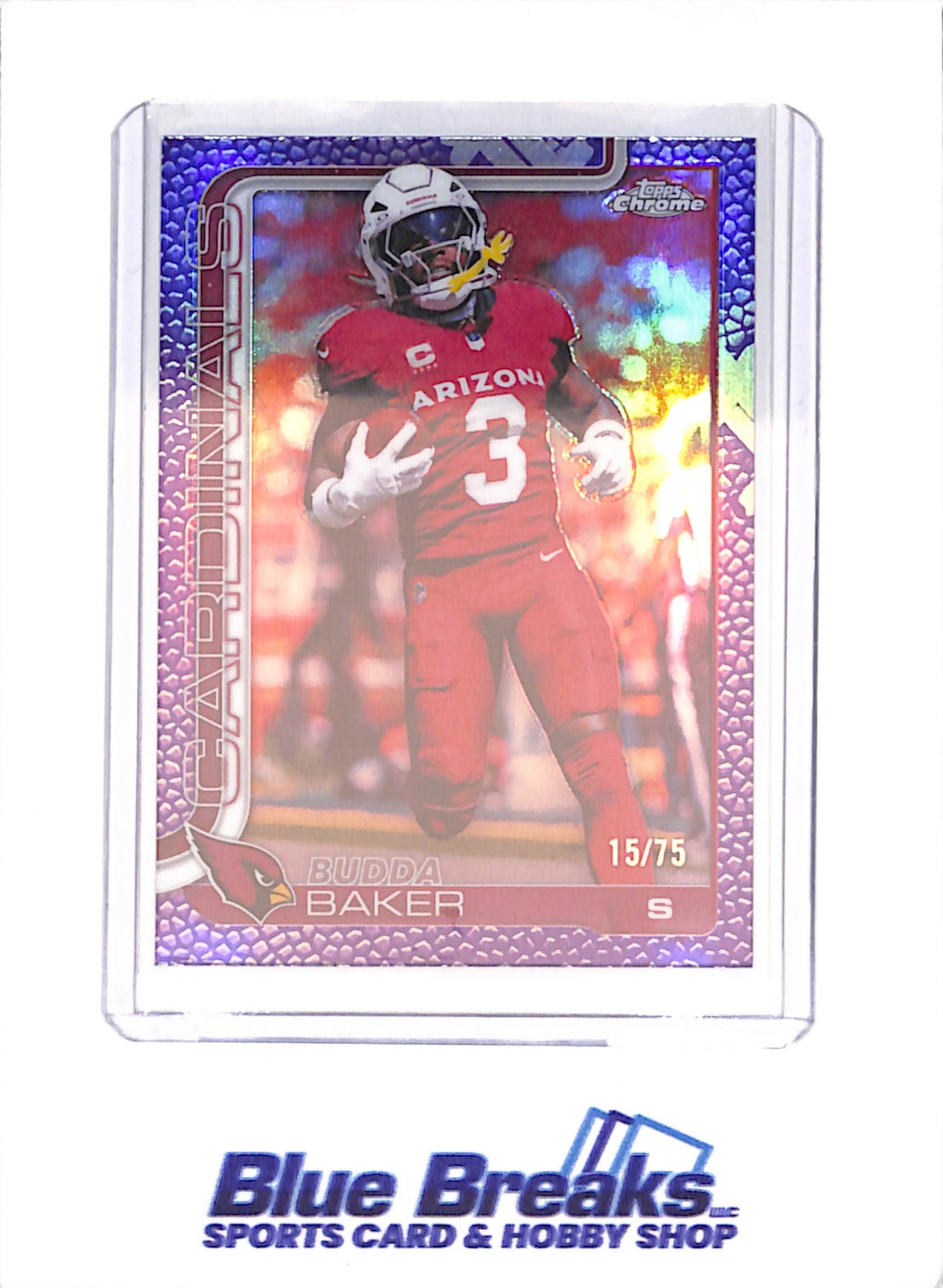 2025 Topps Chrome - Budda Baker - Purple Leather - 15/75 - Arizona Cardinals - Football - #8