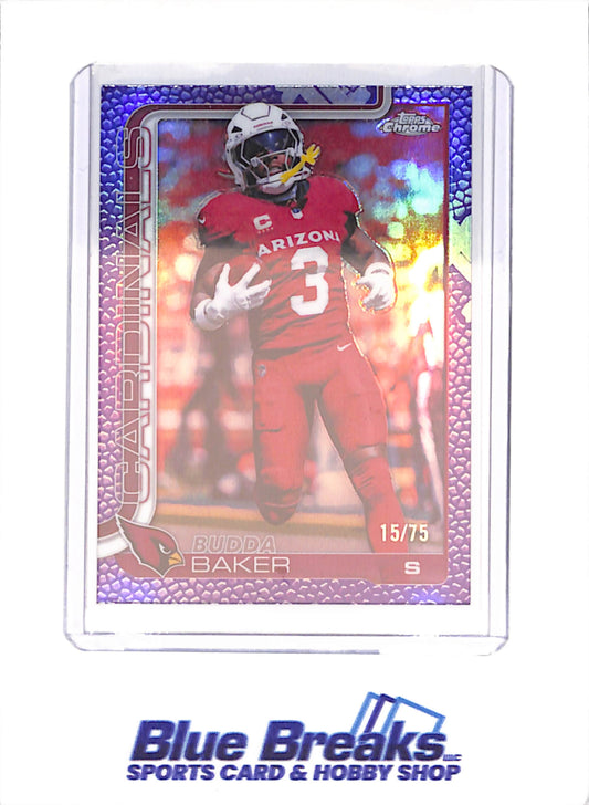 2025 Topps Chrome - Budda Baker - Purple Leather - 15/75 - Arizona Cardinals - Football - #8