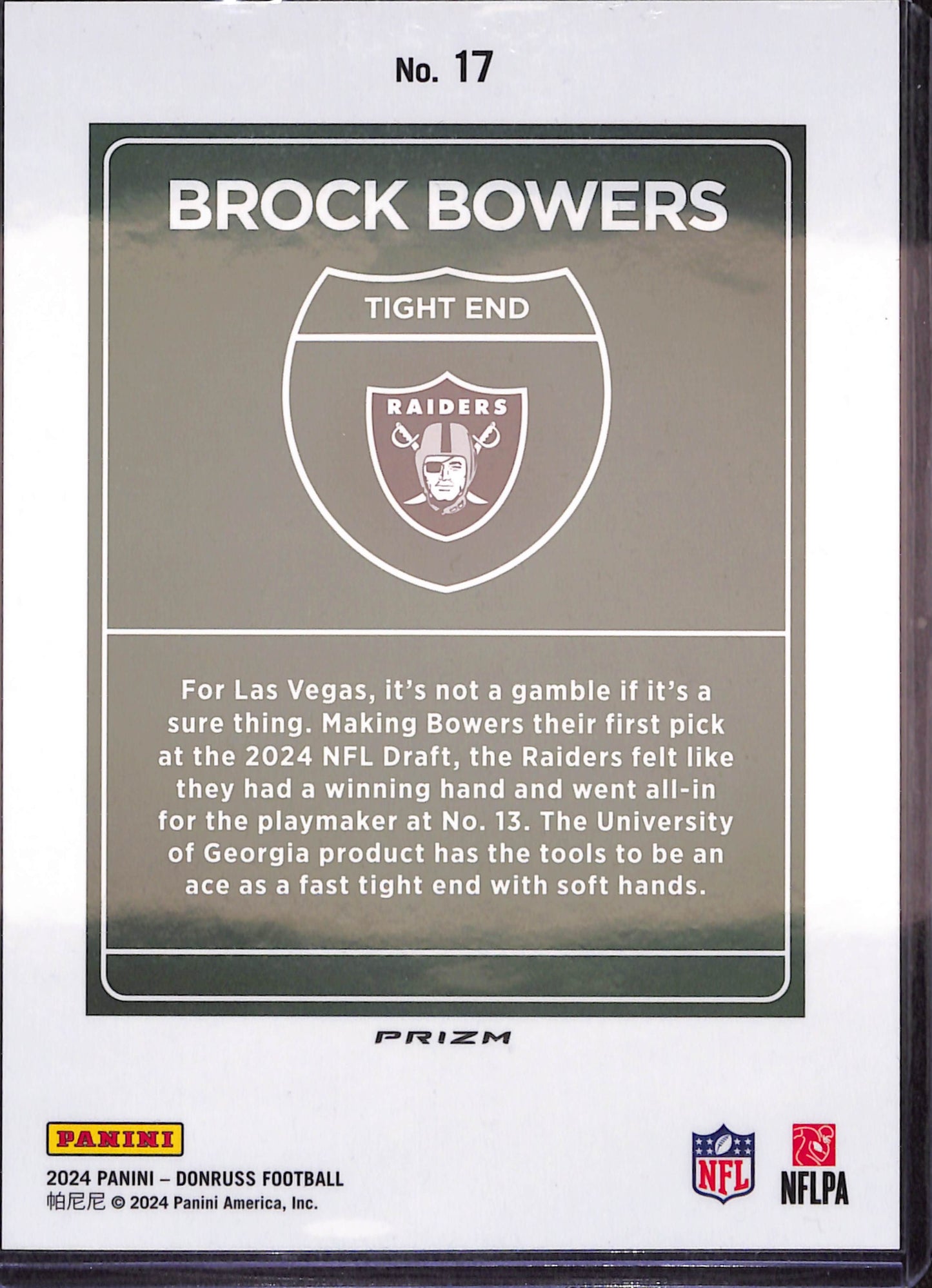 2024 Panini Donruss - Brock Bowers - RC - Downtown - Oversized - Las Vegas Raiders - Football - #17