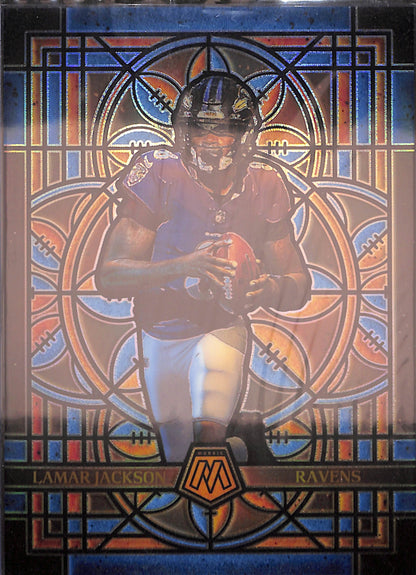 2025 Panini Mosaic - Lamar Jackson - Stained Glass - Oversized - Baltimore Ravens - Football - #1