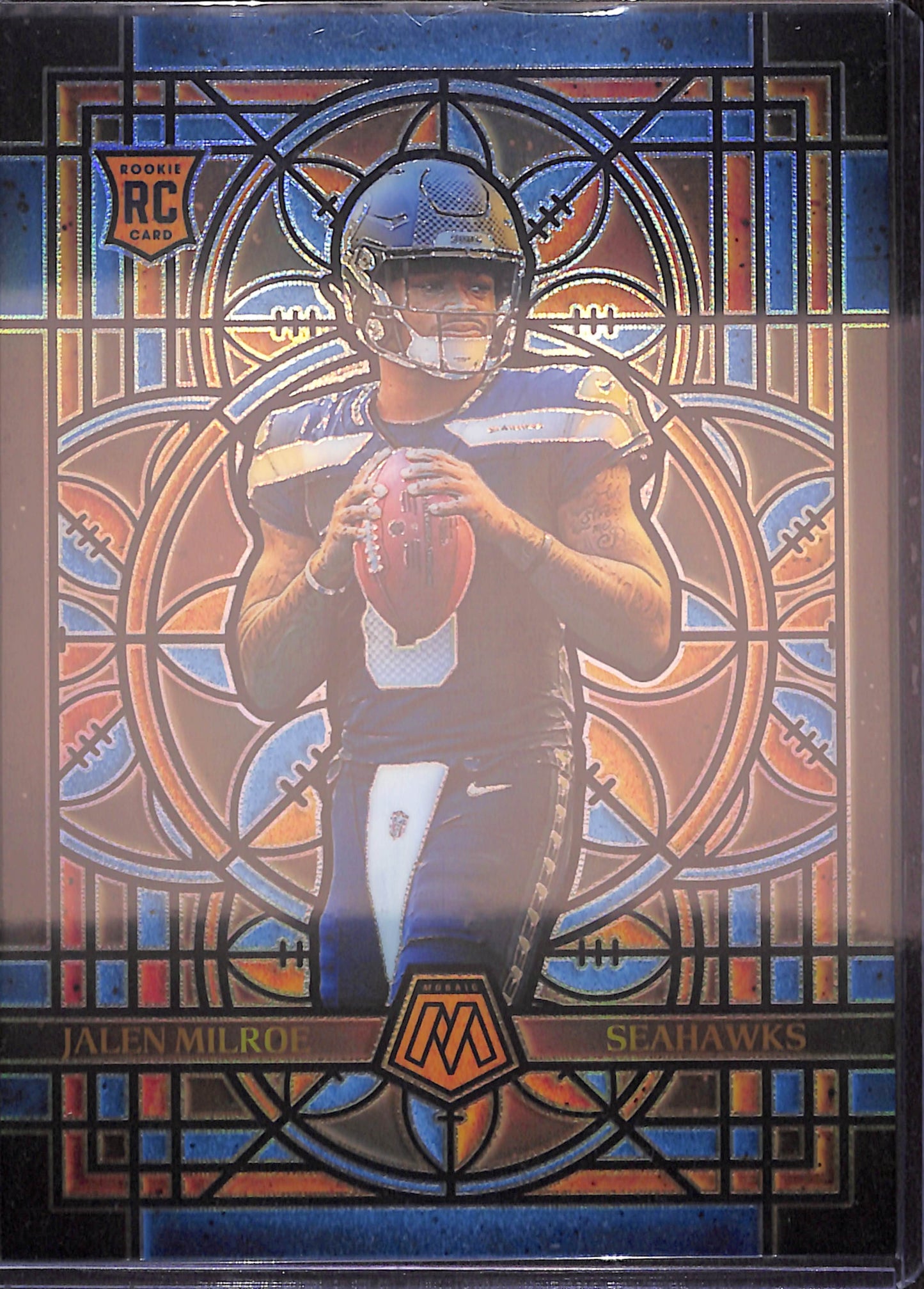2025 Panini Mosaic - Jalen Milroe - Stained Glass - Oversized - RC - Seattle Seahawks - Football - #23