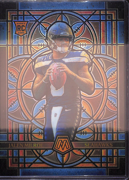2025 Panini Mosaic - Jalen Milroe - Stained Glass - Oversized - RC - Seattle Seahawks - Football - #23
