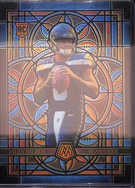 2025 Panini Mosaic - Jalen Milroe - Stained Glass - Oversized - RC - Seattle Seahawks - Football - #23