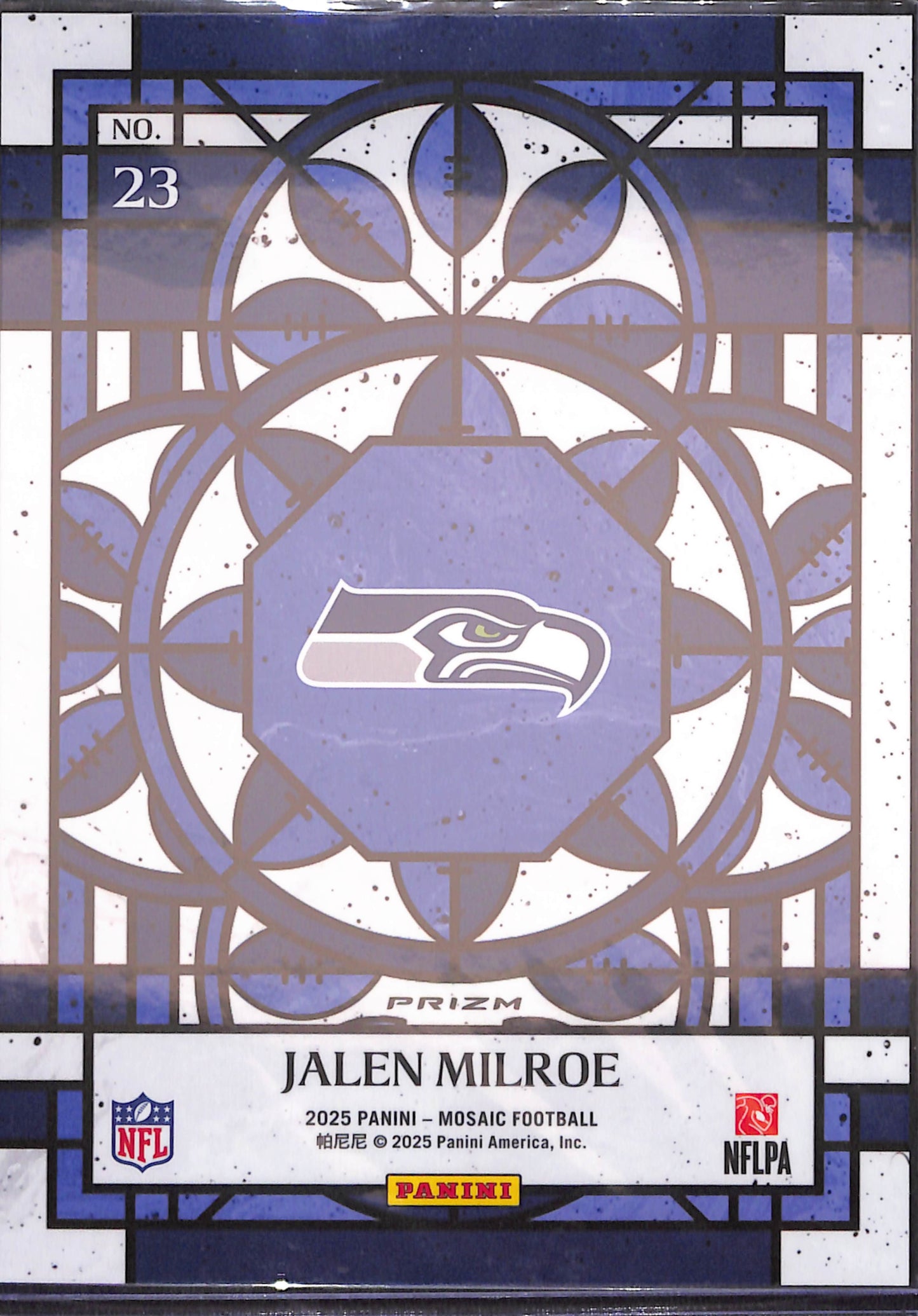 2025 Panini Mosaic - Jalen Milroe - Stained Glass - Oversized - RC - Seattle Seahawks - Football - #23