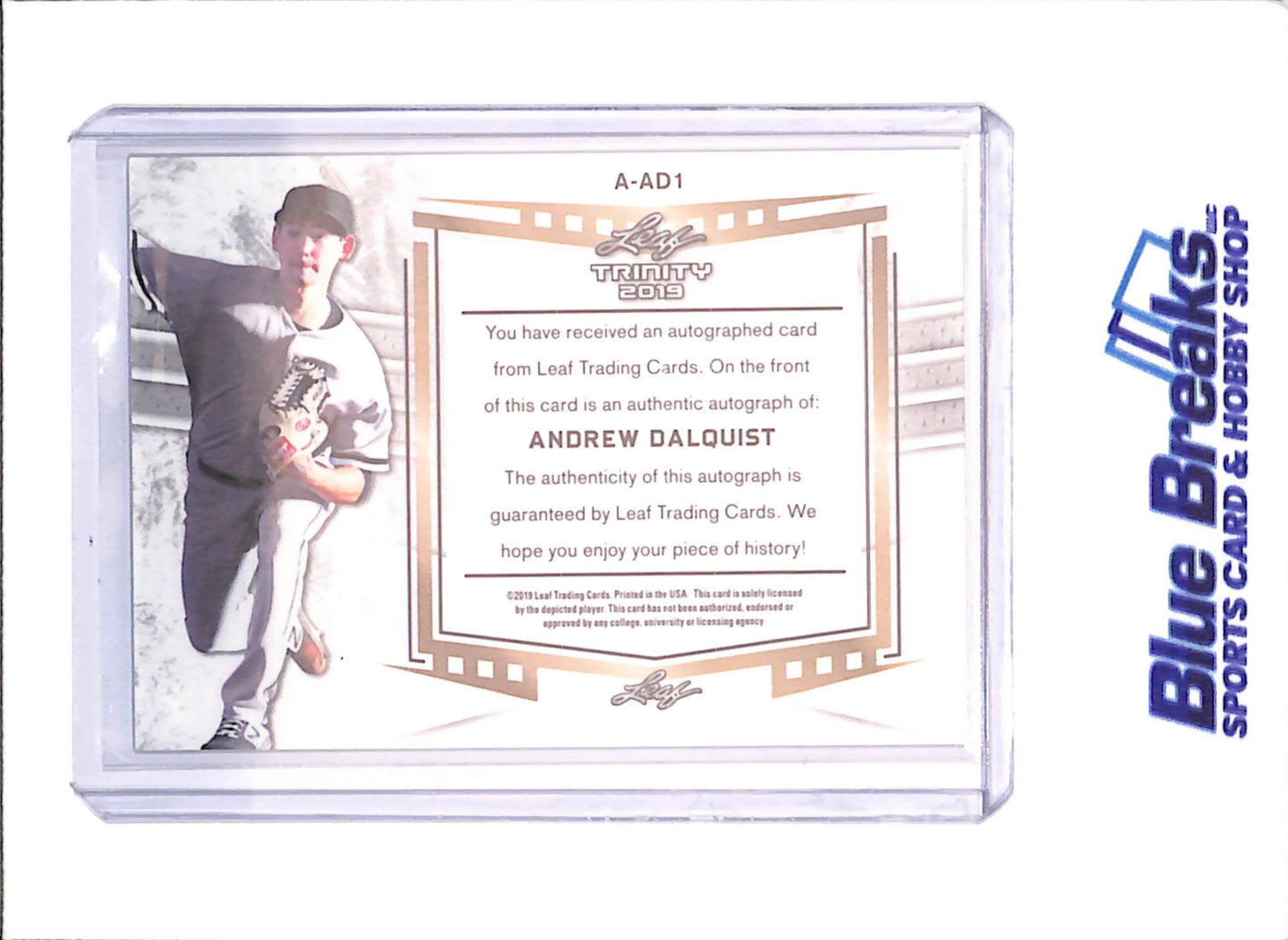 2019 Leaf Trinity - Andrew Dalquist - Red Foil Inscription Autograph - 5/7 - Chicago White Sox - Baseball - #A-AD1