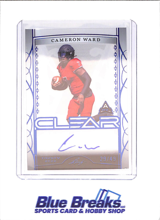 2022 Leaf Trinity Clear - Cameron Ward - Autograph - 29/49 - RC - Miami Hurricanes - Tennessee Titans - Football - #CA-CW1