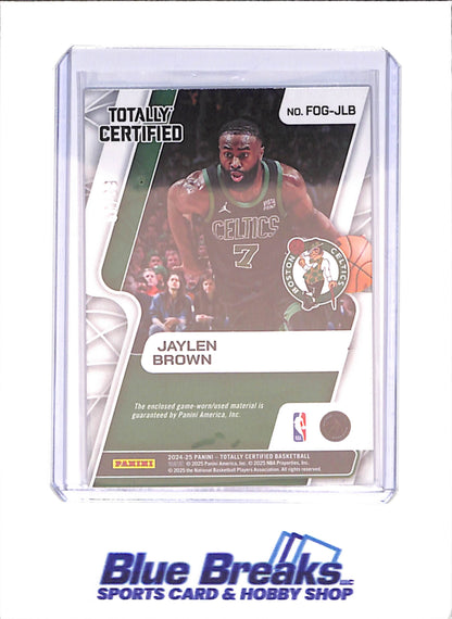 2024 -25 Totally Certified - Jaylen Brown - Fabric of the Game - Relic - 66/99 - Boston Celtics - Basketball - #FOG-JLB