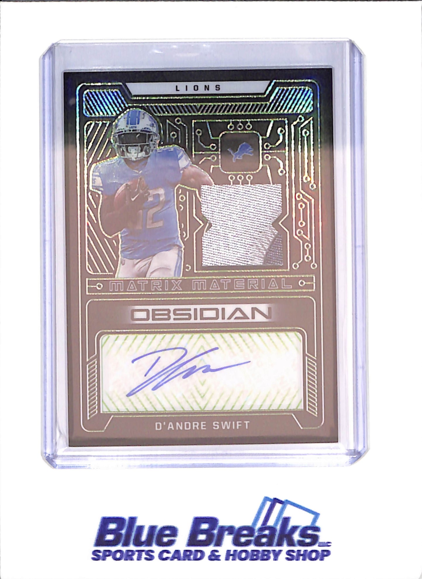 2022 Panini Obsidian - D'Andre Swift - Green Matrix Material - Autograph Relic - 42/50 - Detroit Lions - Football - #MMA-DSW