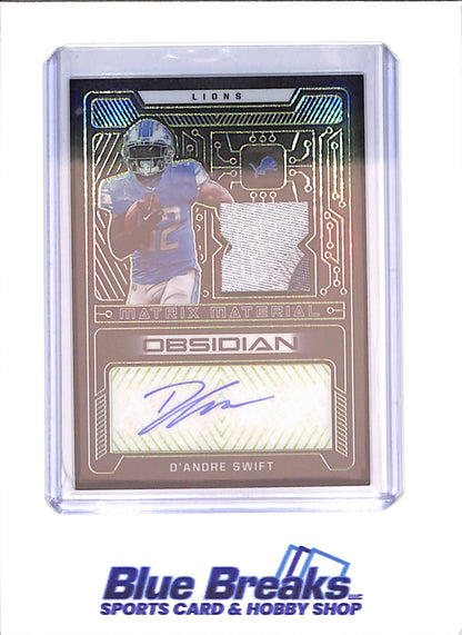 2022 Panini Obsidian - D'Andre Swift - Green Matrix Material - Autograph Relic - 42/50 - Detroit Lions - Football - #MMA-DSW