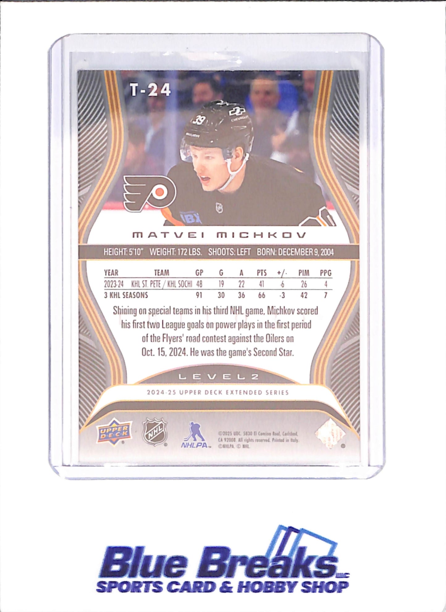 2024-25 Upper Deck Extended Series - Matvei Michkov - Trilogy - Rookie Premieres 416/499 - Philadelphia Flyers - Hockey - #T-24