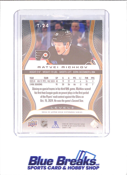 2024-25 Upper Deck Extended Series - Matvei Michkov - Trilogy - Rookie Premieres 416/499 - Philadelphia Flyers - Hockey - #T-24