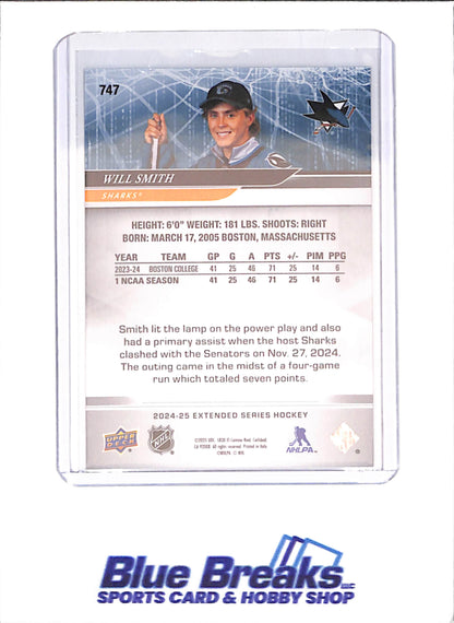 2024-25 Upper Deck Extended Series - Will Smith - 1st Round Draft - RC - San Jose Sharks - Hockey - #747