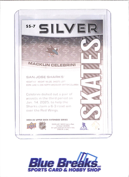 2024-25 Upper Deck Extended Series - Macklin Celebrini - Silver Skates - RC - San Jose Sharks - Hockey - #SS-7