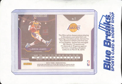 2020- 21 Panini Prizm - Lebron James - Los Angeles Lakers - Kobe Tribute Dunk - Basketball - #1