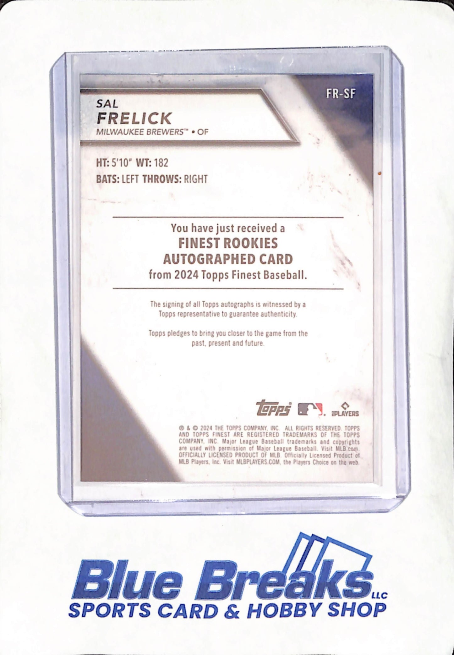 2024 Topps Finest - Sal Frelick - Milwaukee Brewers - Autograph - Baseball - #FR-SF