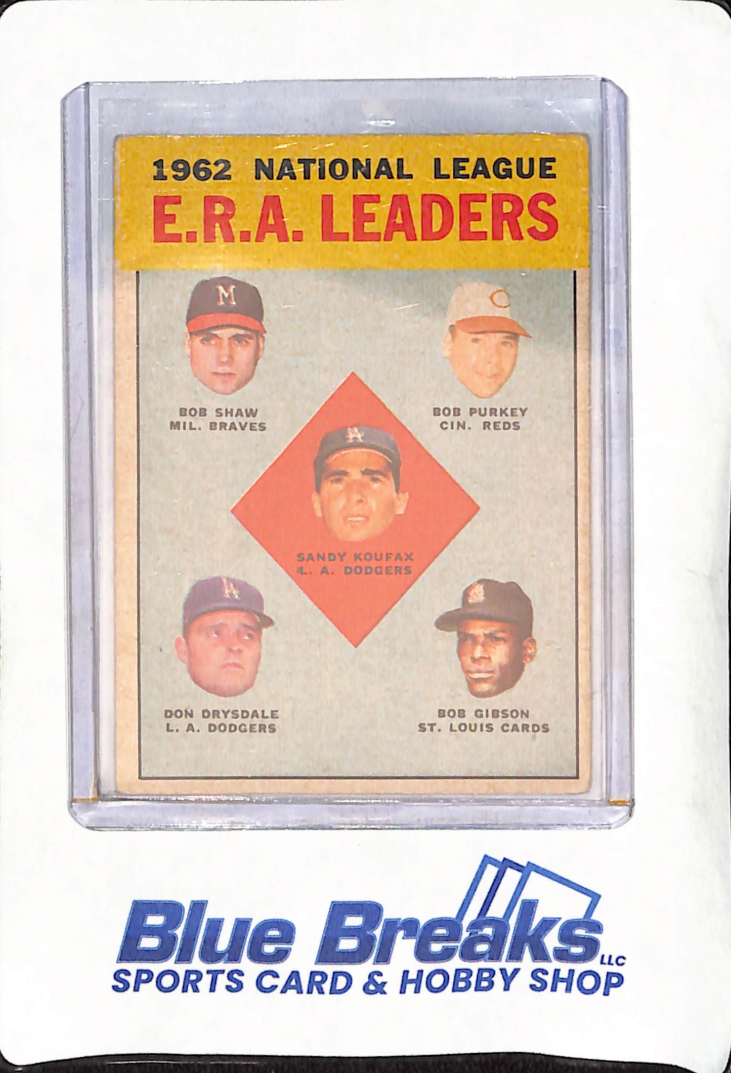 1963 Topps - Sandy Koufax - Bob Shaw - Bob Purkey - Bob Gibson - Don Drysdale - 1962 National League ERA Leaders - Baseball - #5
