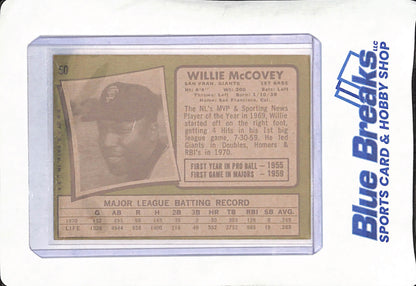 1971 Topps - Willie McCovey - SanFrancisco Giants - Baseball - #50