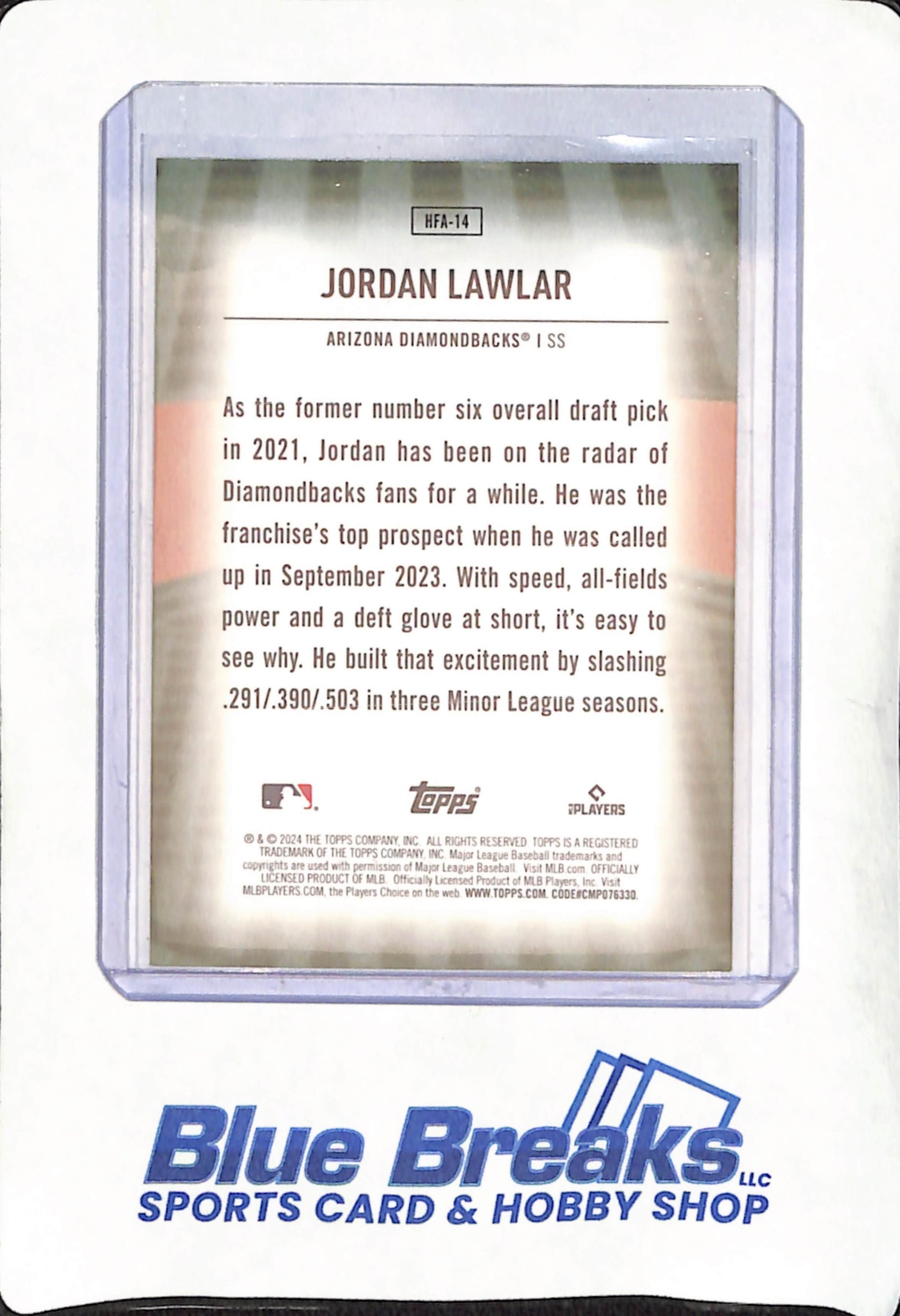 2024 Topps - Jordan Lawlar - Home Field Advantage - RC - Arizona Diamondbacks - Baseball - #HFA-14