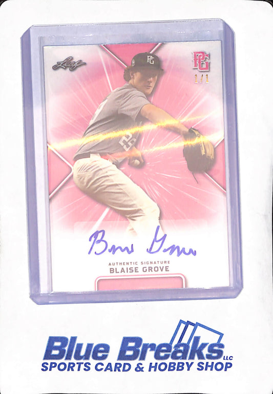 2021 Leaf - Pink - Perfect Game - National Showcase - Blaise Grove - auto - 1/1 - #BA-BG1 - Baseball