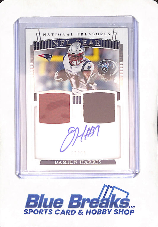 2019 Panini National Treasures - NFL Gear - Damien Harris - dual relic - auto - 22/99 - #RSC-DA - Patriots - Football