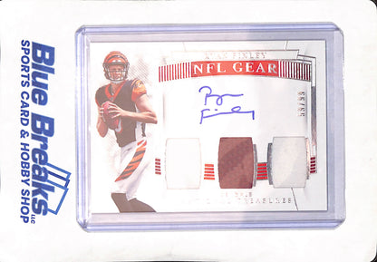 2019 Panini National Treasures - NFL Gear - Ryan Finley - Triple Relic - Auto - 59/99 - #RST-RF - Bengals - Football
