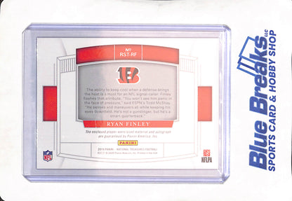 2019 Panini National Treasures - NFL Gear - Ryan Finley - Triple Relic - Auto - 59/99 - #RST-RF - Bengals - Football
