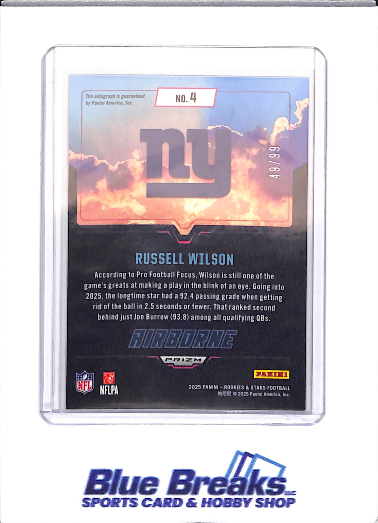 2025 Rookies and Stars - Russell Wilson - Airborne - Auto - New York Giants - 49/99 - #4