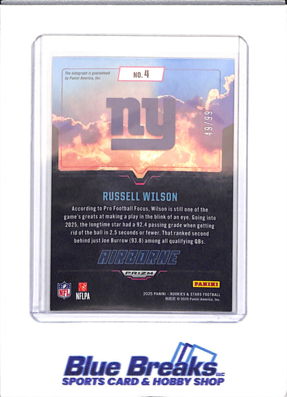 2025 Rookies and Stars - Russell Wilson - Airborne - Auto - New York Giants - 49/99 - #4