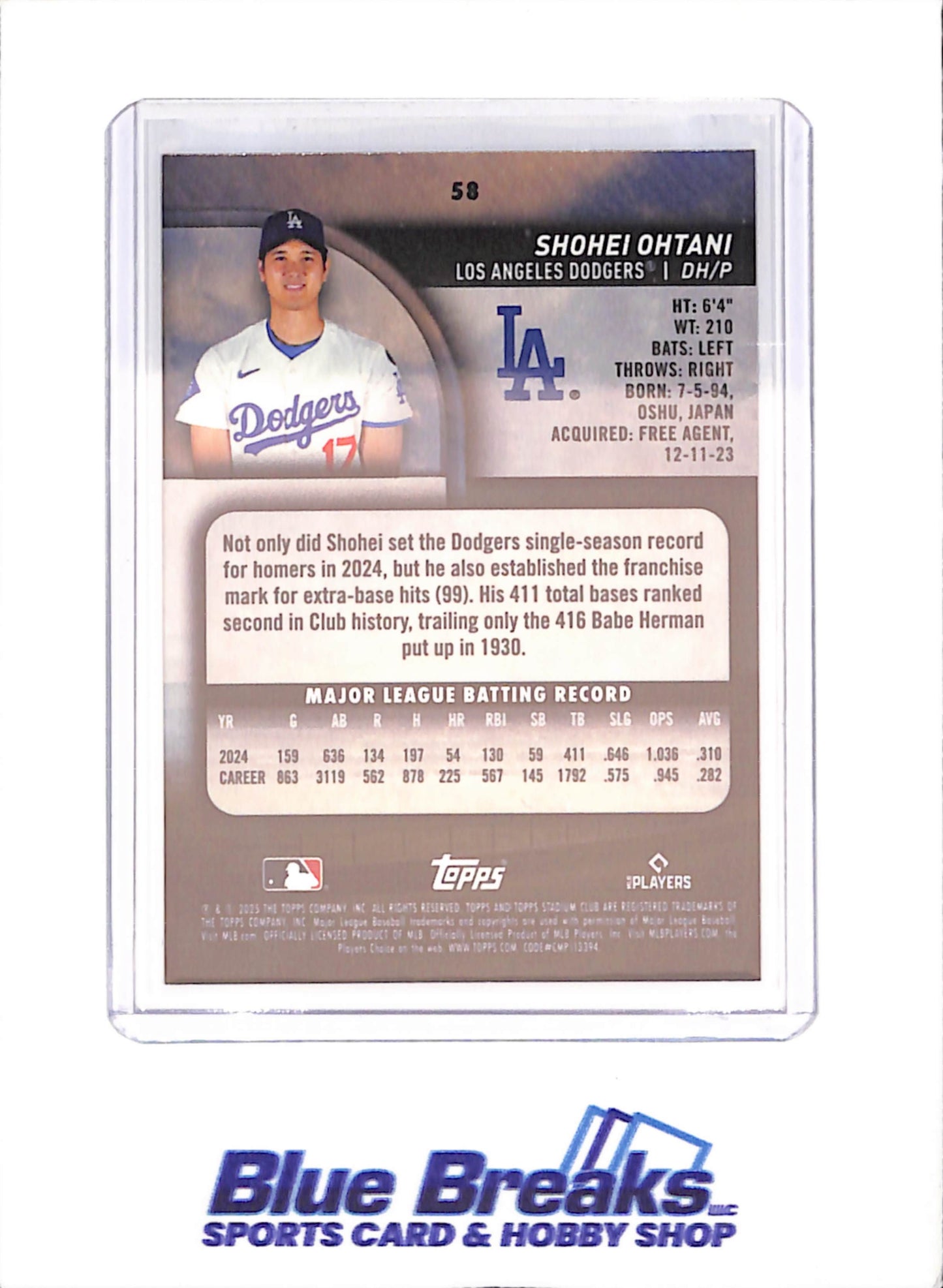 2025 Topps Stadium Club - Aaron Judge - Light Blue Foil - Los Angeles Dodgers - Baseball - #58