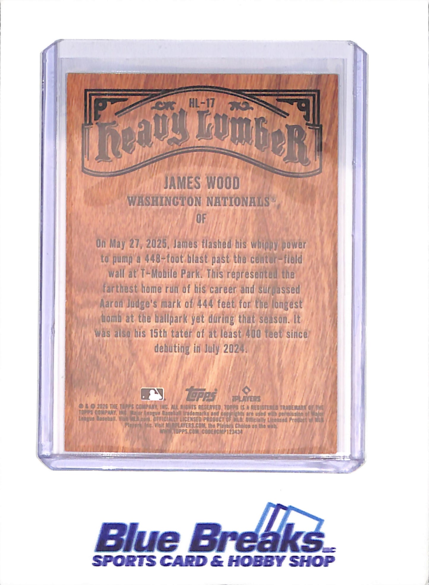 2026 Topps - James Wood - Heavy Lumber - Washington Nationals - Baseball - #HL-17