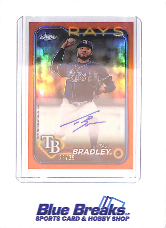 2024 Topps Chrome - Taj Bradley - Autograph - 23/25 - Orange - Tampa Bay Rays - Baseball - #AC-TBY - Drop