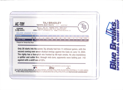 2024 Topps Chrome - Taj Bradley - Autograph - 23/25 - Orange - Tampa Bay Rays - Baseball - #AC-TBY